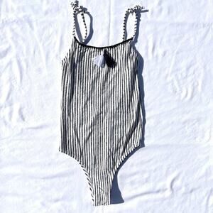 Calzedonia Baby Sea One Piece Swimsuit Girls 8 White Black Striped Tassels